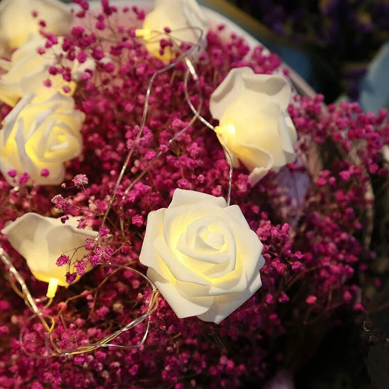 Romantická osvetlená girlanda žiaroviek v tvare prsteňov ruží Užsisakykite Trendai.lt 9