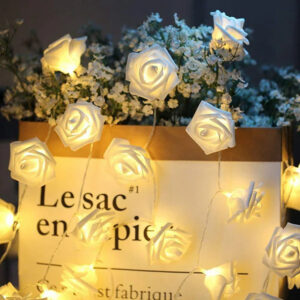 Romantická osvetlená girlanda žiaroviek v tvare prsteňov ruží Užsisakykite Trendai.lt 24