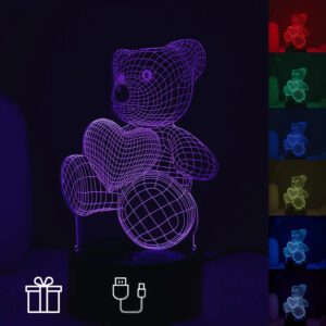 Nočná lampa s 3D efektom medveďa a diaľkovým ovládaním Užsisakykite Trendai.lt 13