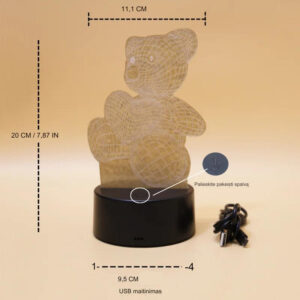 Nočná lampa s 3D efektom medveďa a diaľkovým ovládaním Užsisakykite Trendai.lt 16