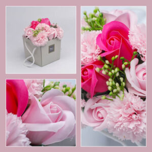 Vonná kytica mydlových ruží a karafiátov v krabičke Užsisakykite Trendai.lt 10